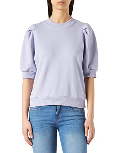 Minus Mika Crew Neck Halbe Puffärmel Sweat | Sweatshirt Damen In Violett | Frühling Pullover Für Damen | Größe L von Minus