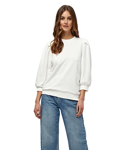 Minus Mika Rund Halsausschnitt 3/4 Ärmel Schwitz Pulli | Sweatshirt Damen In Weiß | Herbst Pullover Für Damen | Größe S von Minus