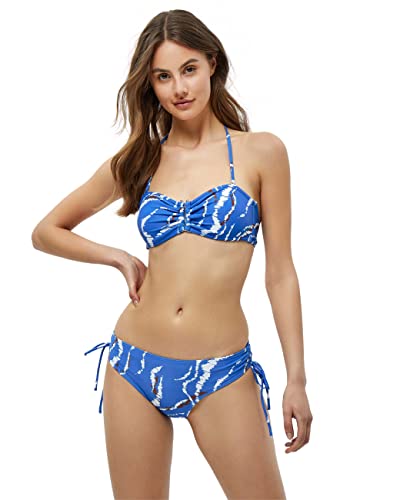 Minus Women's Amabel Bikini Top, Denim Blue Graphic Print, XL von Minus