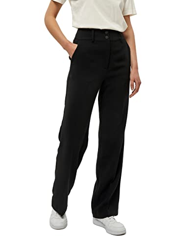 Minus New Ilsa Damen Hosen Größe 40 | Schwarze Hose Damen | Hosen Damen Hoch Tailliert & Breites Bein Keuchen | Damen Hose Elegant In Stylischem Business Look | Pants Mit Lockerer Passform von Minus