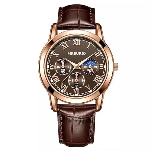 Minxie Herren Analog Schweizer Quarzwerk Uhr mit Kunstleder Armband M-W1 von Minxie