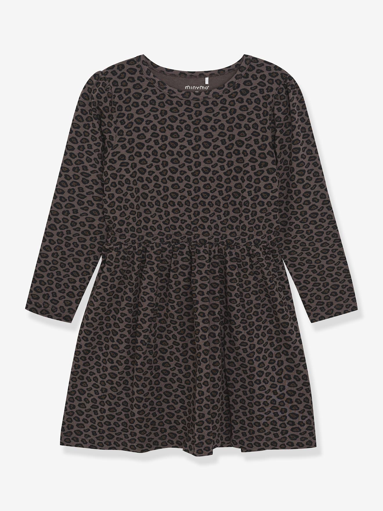 Kleid Leoprint Mädchen MINYMO mokka von Minymo