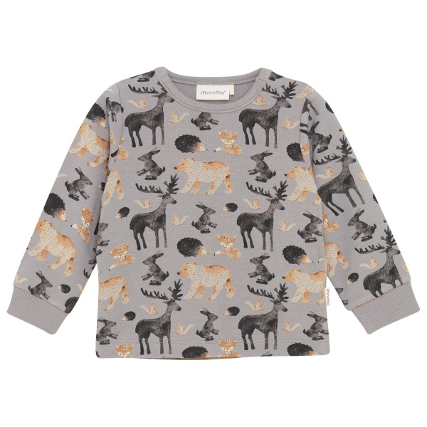 Minymo - Kid's T-Shirt L/S AOP Sweat - Longsleeve Gr 86 grau von Minymo