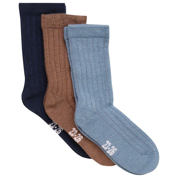 Minymo - Kid's Wool Socks Rib 3-Pack - Multifunktionssocken Gr 15-18 grau von Minymo
