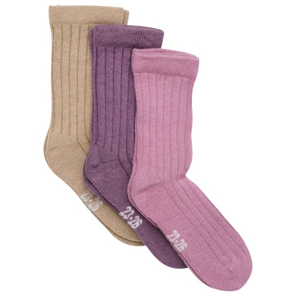 Minymo - Kid's Wool Socks Rib 3-Pack - Multifunktionssocken Gr 15-18 rosa von Minymo