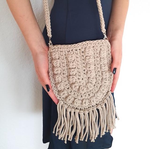 Handtasche Gehäkelt | Kleine Fransentasche Gehäkelte Crossbody Bag von Minzmasche