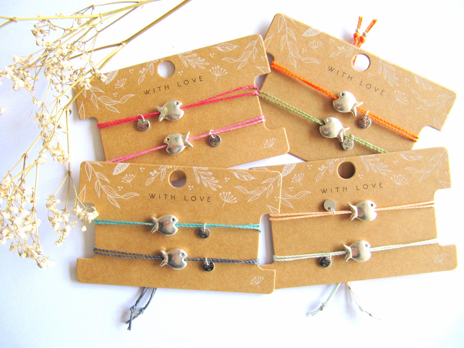 2x Freundschaft Armbänder Fisch/ Makramee Armband Altsilber Fisch Band/ Geschenk Für Frau/ Personalisierte/Beste Freundin von MioBolife