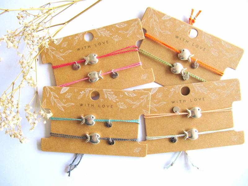 2x Freundschaft Armbänder Fisch/ Makramee Armband Altsilber Fisch Band/ Geschenk Für Frau/ Personalisierte/Beste Freundin von MioBolife