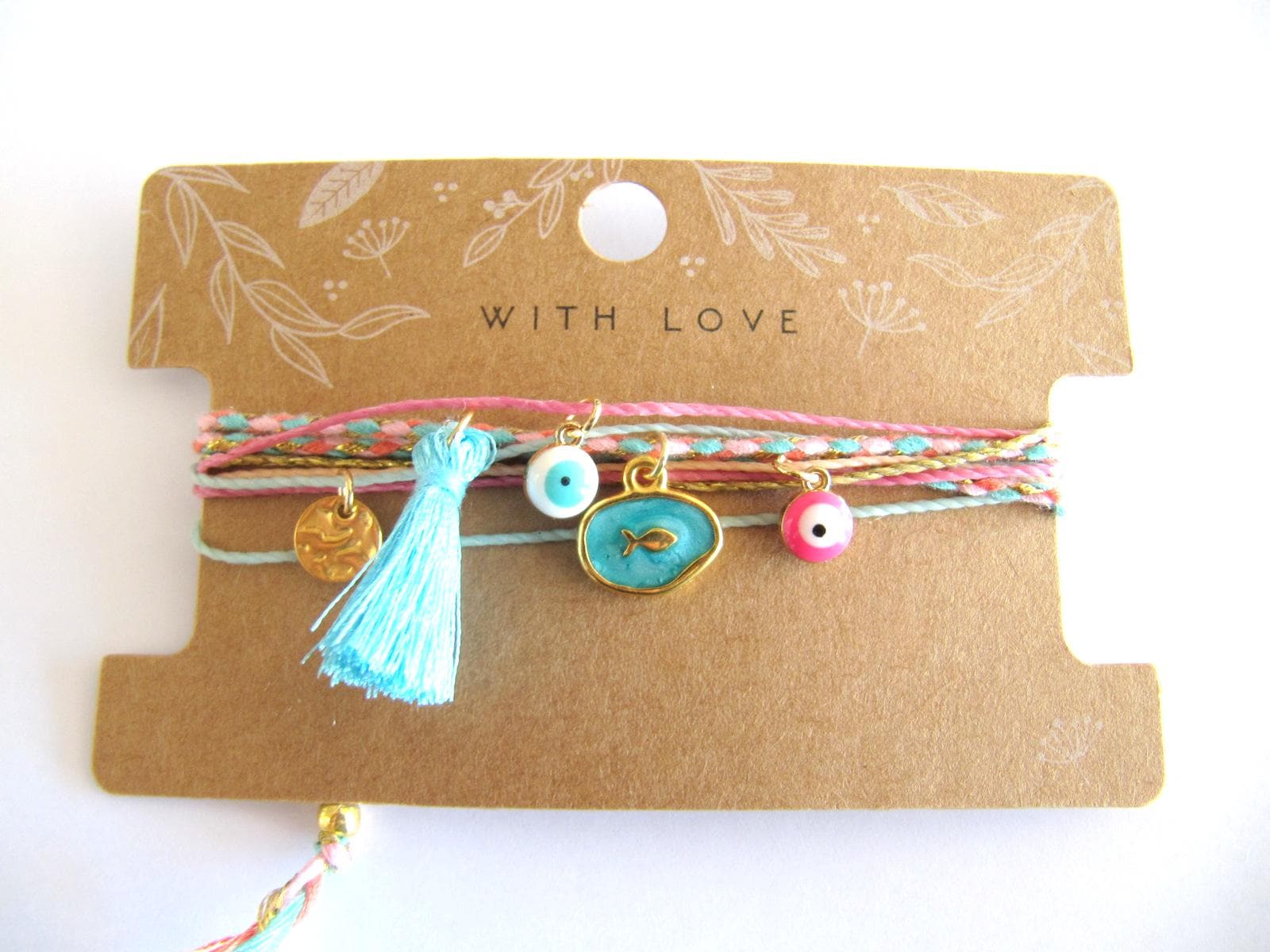 Boho Multi String Armband/ Hippie Armband Mit Fisch Blau Gold/ Makramee Rosa/ Multistrang Anhänger/ Sommer von MioBolife