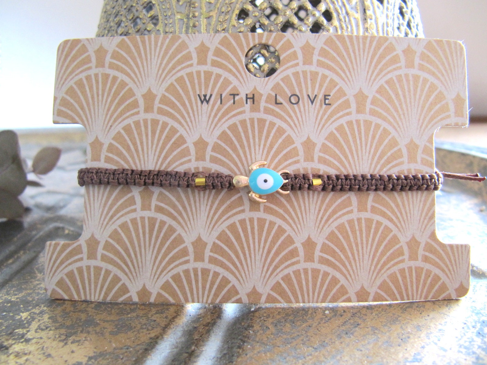 Makramee Armband Braun Mit Schildkröte/ Boho Perle/ Schildkröte Armband/ Schmuck/ Armbänder Braun/ Geschenk Für Frau von MioBolife