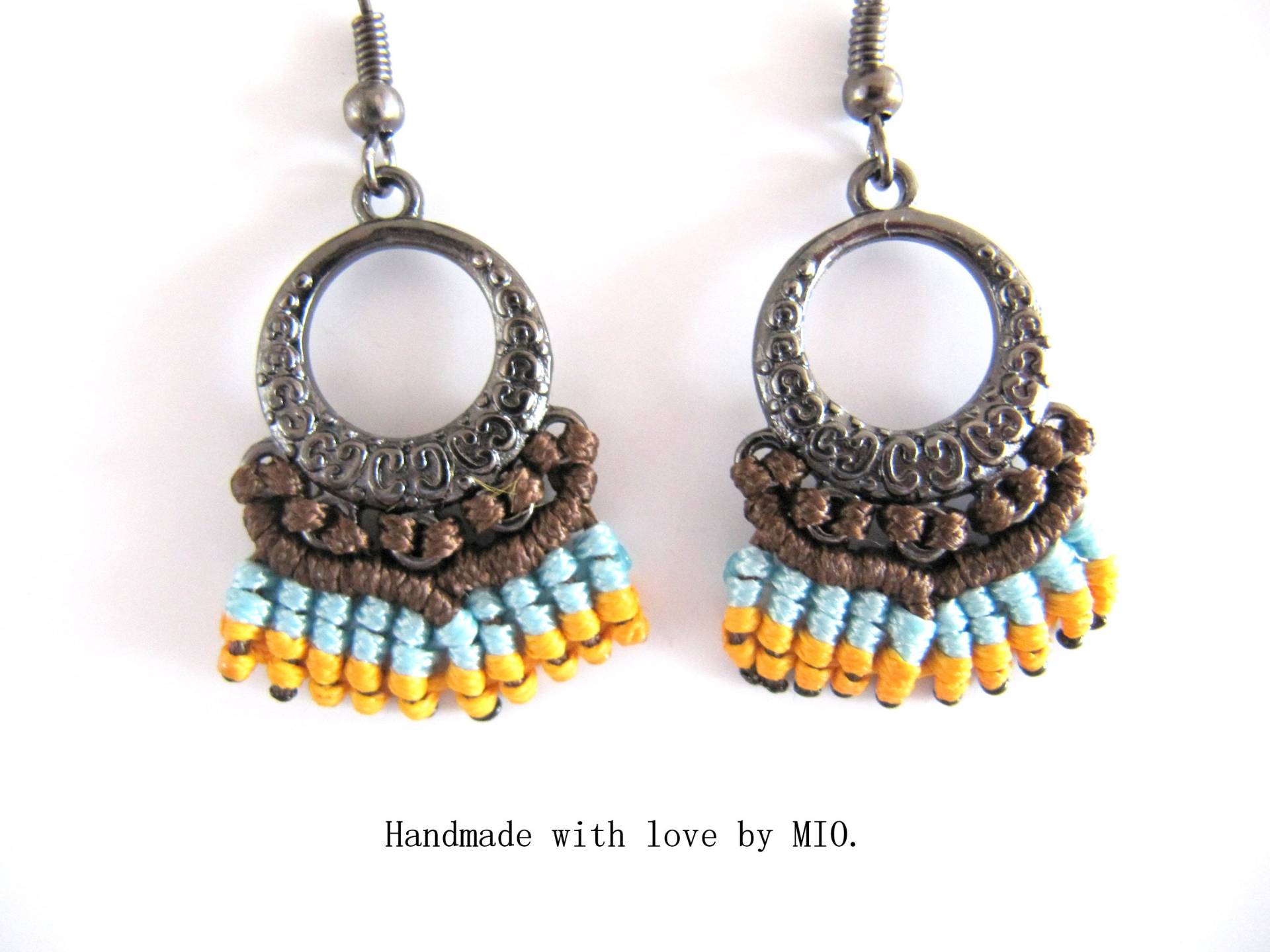 Makramee Ohrringe, Boho Chic Schmuck, Macrame, Ohrringe Blau, Für Frauen, Bohemian Ohrringe, Hippie Schmuck von MioBolife