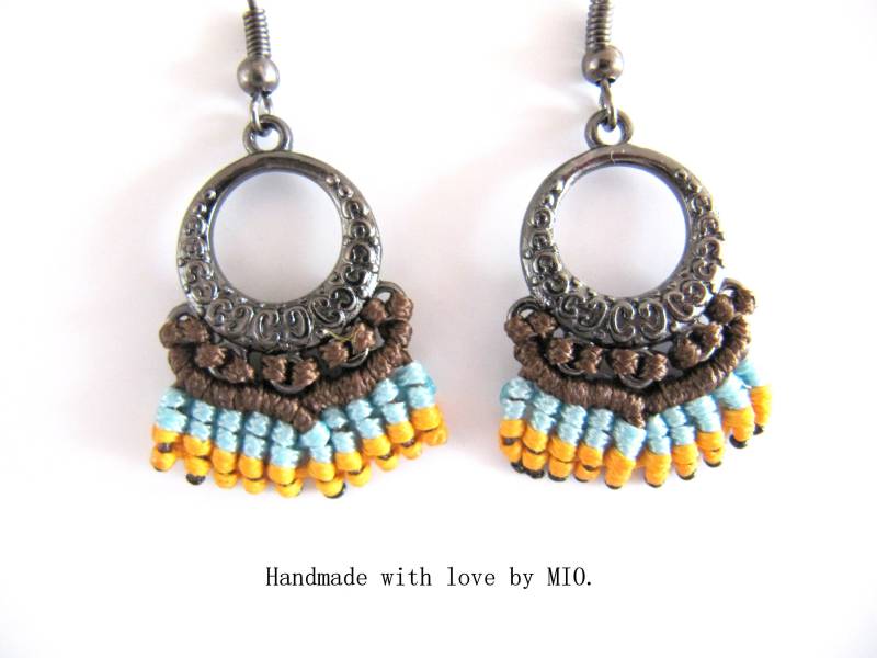 Makramee Ohrringe, Boho Chic Schmuck, Macrame, Ohrringe Blau, Für Frauen, Bohemian Ohrringe, Hippie Schmuck von MioBolife