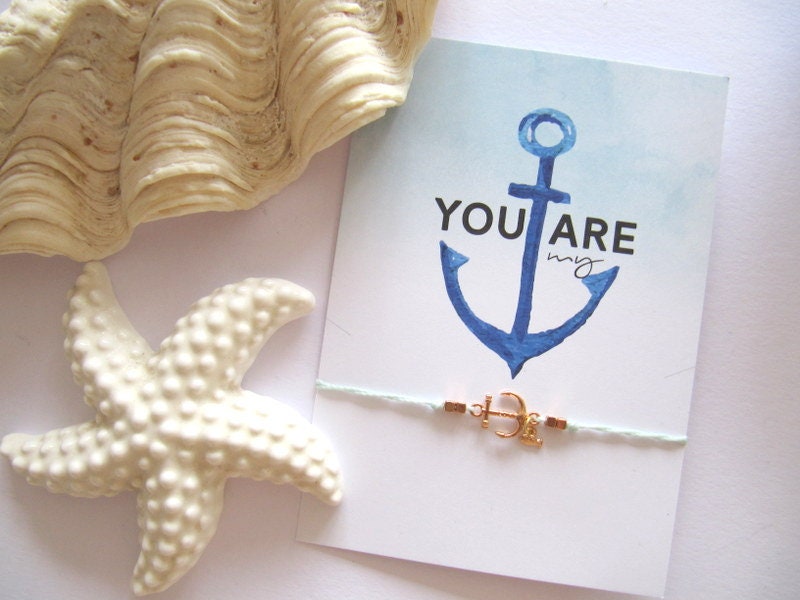 Maritimes Armband Mit Goldener Anker Kleine Fisch, Segel Geschenk Für Freunde, Blau Maritim, Marine Karte von MioBolife