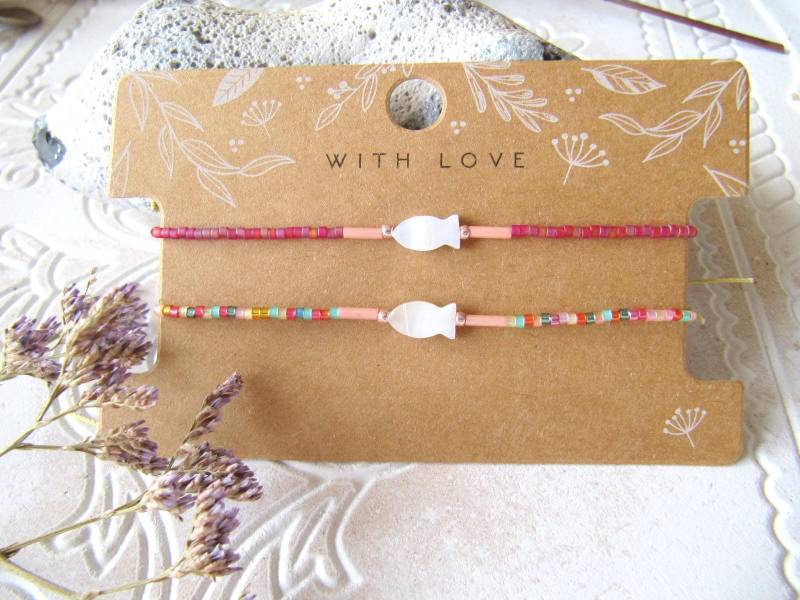 Miyuki Armband Fisch, Freundschaftsarmband Fisch Perlmutt, Bunte Perlenarmband, Geschenk Für Frauen, Beste Freundin Armband, Fischperle von MioBolife