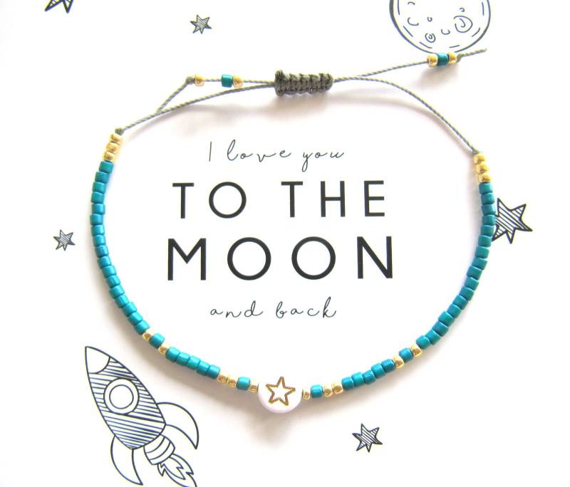 Perlenarmband + Karte, Freundschaftsarmband, Geschenk Beste Freundin, Stern, Herz, Mond, Stapeln Armband, Miyuki Weihnachten von MioBolife