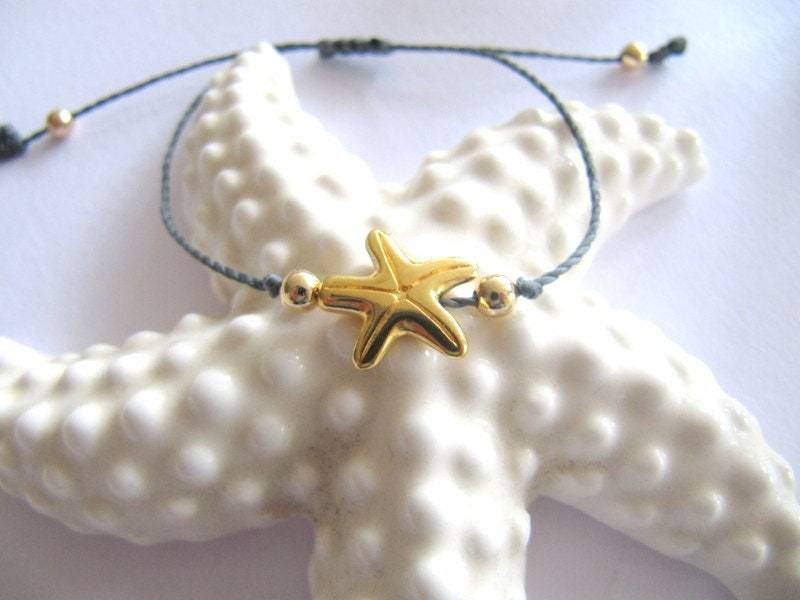 Seestern Armband, Maritim Armband Mit Goldener See Stern Hippie Stil, Ibiza Boho Style, Freundschaftsarmband Geschenk, Nautik Band von MioBolife