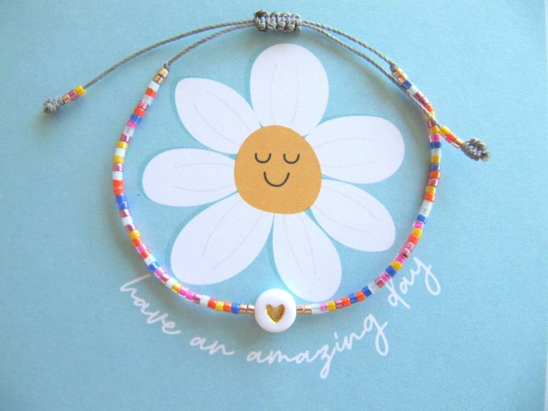 Zartes Miyuki Armband Mit Herz, Filigran Armband, Stapelarmband, Geschenk Beste Freundin, Freundschaft von MioBolife