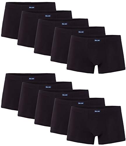 10 schwarze Herren Retro Pants Boxershort elastische mit Elastan und Baumwoll weiche Unterhose Short Boxer Pant Hipster (S-4, Farbset 01) von MioRalini
