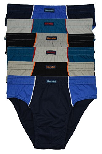 12 oder 6 weiche 100% Baumwolle Herren Sport Slips in schönen Farbkombinationen und Muster mit und ohne Eingriff 12er 6er Spar Pack Slip Herrenslip Jungen Man, 6 Ohne Eingriff 03, L-6 von MioRalini