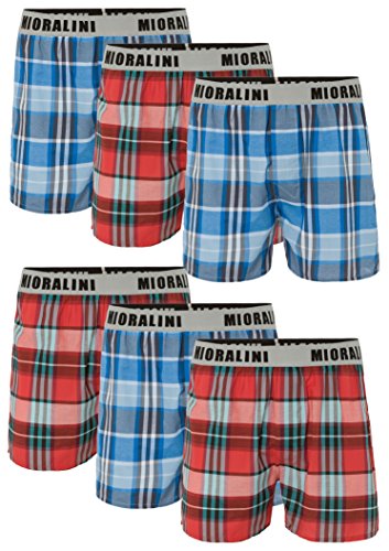 6 oder 4 Web Boxershorts 100% Baumwolle lockere US Style Webboxer kariert in vielen Mustern, Herren Boys Short Jungen Boxer Gewebte Boxer Größen: S M L XL 2XL 3XL 4XL, Muster 06, L-6 von MioRalini