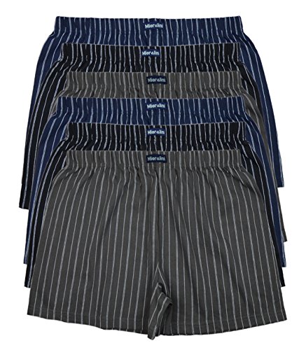 6 bedruckte & weiche 100% Baumwoll Herren Boxershorts Boxer Short in 6 oder 3 modischen Farben im 6er Set verfügbar in S M L XL 2XL 3XL 4XL & 5XL 6XL, Ohne Eingriff Set A, 2XL-8 von MioRalini