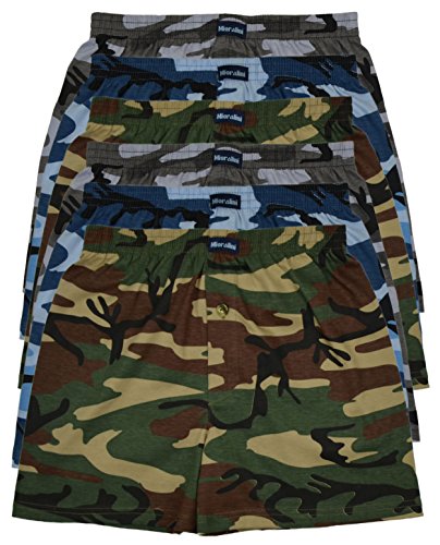 6 bedruckte & weiche 100% Baumwoll Herren Boxershorts Boxer Short in 6 oder 3 modischen Farben im 6er Set verfügbar in S M L XL 2XL 3XL 4XL & 5XL 6XL, Tarn01, L-6 von MioRalini