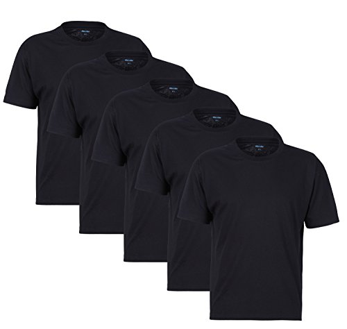 Günstige Herren T-Shirt Sets 100% Baumwolle Original Mioralini Markenware T-Shirts für den Herren, Man, Men- Gr. L / 6, (5 Rundhals T-Shirt Schwarz) von MioRalini