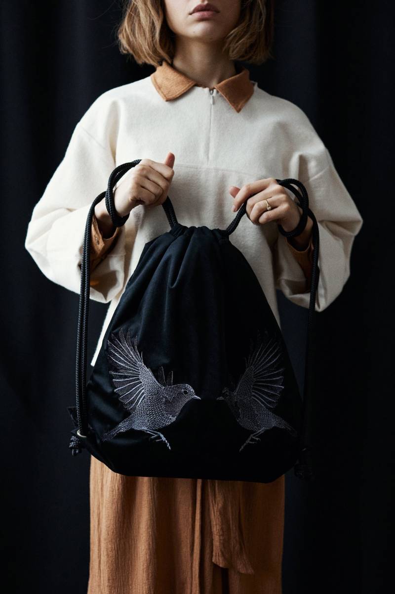 Robin Gray~Samtrucksack Mit Vogel-stickerei~Geschenk Für Sie~Wasserdichter Rucksack Seilen~Zusätzliche Tasche~stadtrucksacktasche~Für Das von MioUnico