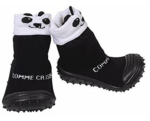 Baby Hausschuhe Babysocken ABS Gummisohle Babyschuhe Antirutsch Gr.19-23(9-24Monate) Badeschuhe versch.Farbe (Gr.21 (15-18 Monat), Bär Schwarz) von Miobo