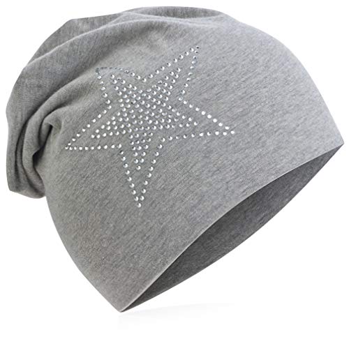 Miobo Kinder Slouch Beanie Mütze,Baumwolle,2Stern-Grau-S von Miobo
