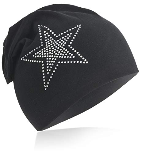 Miobo Kinder Slouch Beanie Mütze,Baumwolle,2Stern-Schwarz-S von Miobo