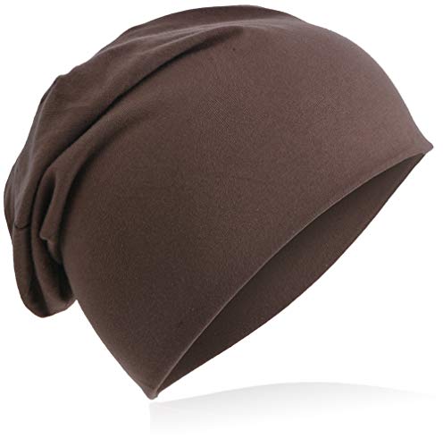 Miobo Slouch Beanie Mütze, Long, Unifarbe, Herren Damen Graubraun von Miobo