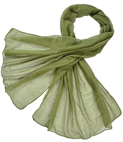 Miobo Loop Schal Crinkle Schal Halstuch Unifarbe 70 x 180cm Frühling Sommer Herbst Offen Farngruen von Miobo