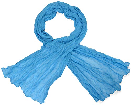 Miobo Loop Schal Crinkle Schal Halstuch Unifarbe 70 x 180cm Frühling Sommer Herbst Offen Lichtblau von Miobo