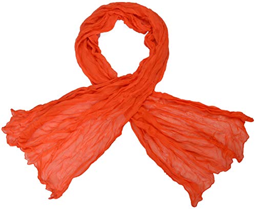 Miobo Loop Schal Crinkle Schal Halstuch Unifarbe 70 x 180cm Frühling Sommer Herbst (180x70cm, Orange Offen) von Miobo