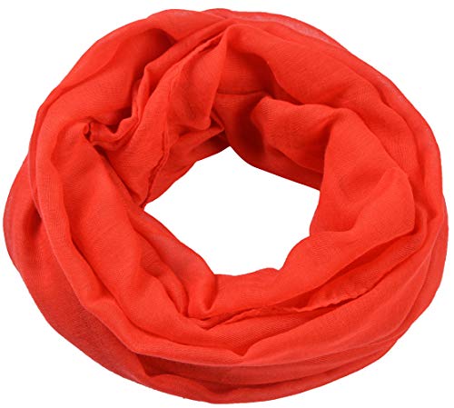 Miobo Loop Schal Crinkle Schal Halstuch Unifarbe 70 x 180cm Frühling Sommer Herbst Rund Rot von Miobo