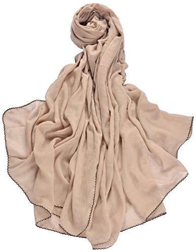 Fang-GS-Schal-22, Beige schwarz Rand, 220X140CM von Miobo