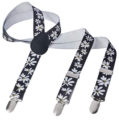 Herren Damen Long Hosenträger Y Form Style 3er Clips elastisch Schmal Unifarbe und Bunt mit verschiedenen Motiv, Mehrfarbig (4),Gr. One Size von Miobo