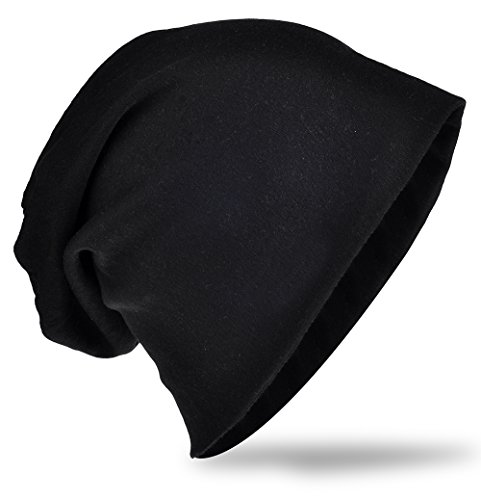 Jersey Slouch Beanie Long Mütze Stern Unisex Unifarbe Herren Damen Mützen Stern Trend, Schwarz, 59-63cm Kopfumfang von Miobo