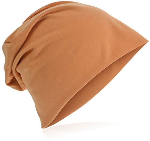 Jersey Slouch Beanie Long Mütze Unisex Unifarbe Herren Damen Trend (One Size, Peach) von Miobo