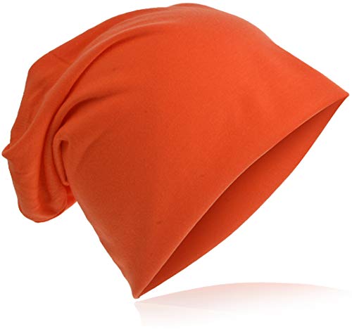 Miobo Jersey Slouch Beanie Long Mütze Unisex Unifarbe Herren Damen Trend Beanie-Unifarbe-Orange von Miobo