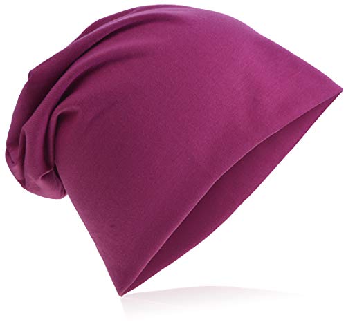 Jersey Slouch Beanie Long Mütze Unisex Unifarbe Herren Damen Trend Beanie-Unifarbe-Orchidee von Miobo