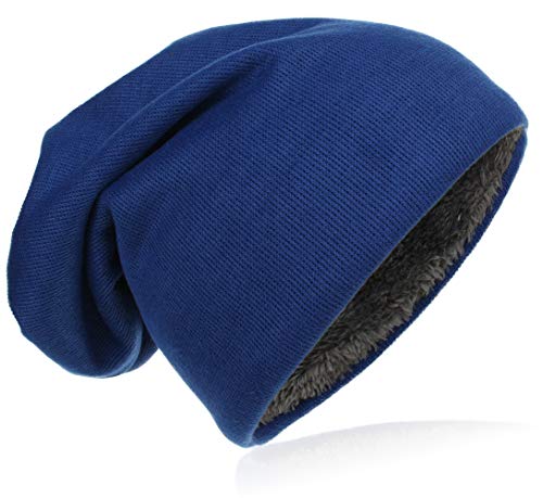 Jersey Slouch Beanie Long warme Mütze Unisex Unifarbe Herren Damen Trend Winter (56-58cm Kopfumfang, Marine) von Miobo