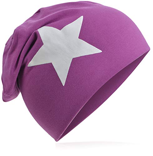 Miobo Jersey Slouch Beanie Long Mütze Unisex Stern Baumwolle Baby Kinder Damen Herren Groß Stern Orchidee 43 von Miobo