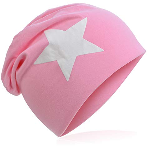 Miobo Jersey Slouch Beanie Long Mütze Unisex Stern Baumwolle Baby Kinder Damen Herren Groß Stern Rosa 54 von Miobo