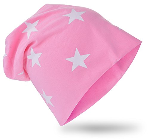 Miobo Jersey Slouch Beanie Long Mütze Unisex Stern Baumwolle Baby Kinder Damen Herren Klein Stern Rosa 54 von Miobo