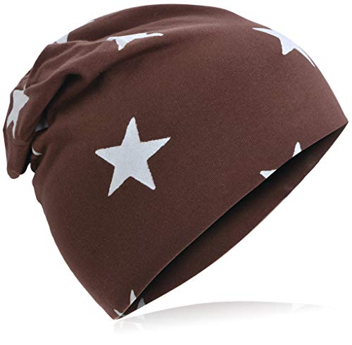 Miobo Jersey Slouch Beanie Long Mütze Unisex Stern Baumwolle Baby Kinder Damen Herren Klein Stern Sattelbraun 48 von Miobo