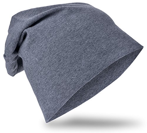 Miobo Kinder Slouch Beanie Mütze,Baumwolle,Unifarbe Anthrazit-L von Miobo