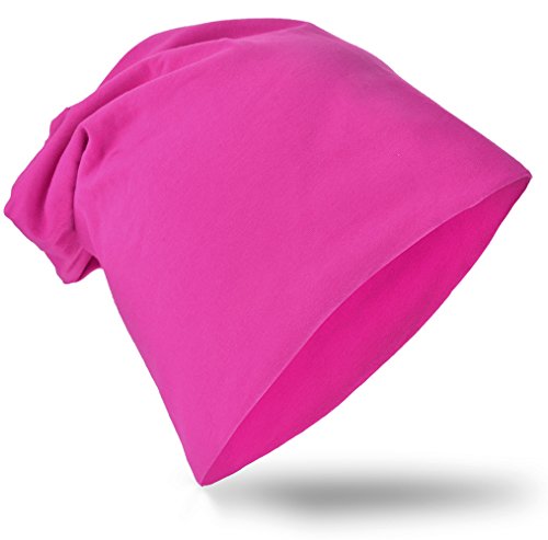 Miobo Kinder Slouch Beanie Mütze,Baumwolle,Unifarbe Magenta-L von Miobo