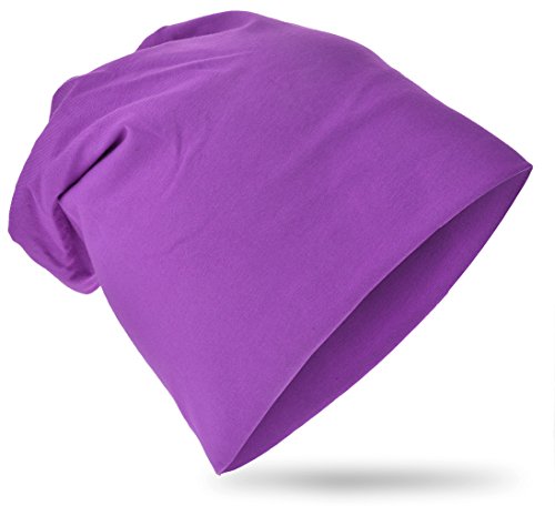 Miobo Kinder Slouch Beanie Mütze,Baumwolle,Unifarbe Orchidee-L von Miobo